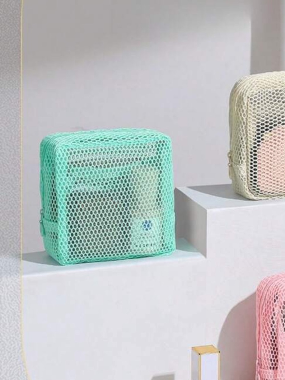 Turquoise Transparent Mesh Pouch - Picture 2 of 4